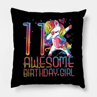 11th Birthday Girl 11 Years Old Awesome Unicorn Dabbing Bday Pillow