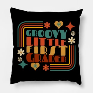 Groovy Little First Grader First Day of School Pillow