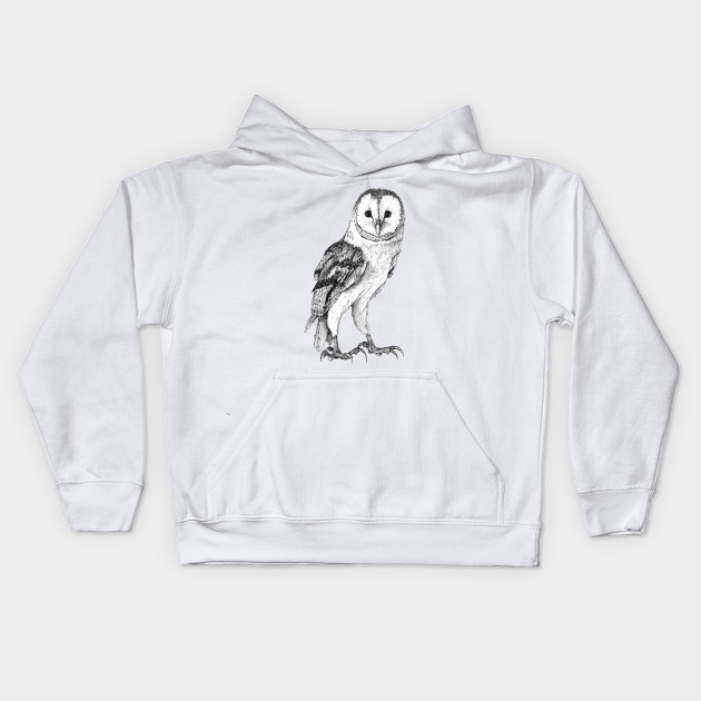 Barn Owl Drawing In Black Pen Owl Kids Hoodie Teepublic Uk