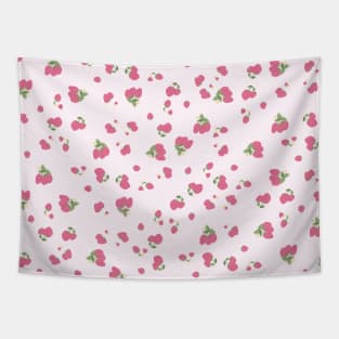 strawberry pattern aesthetic pinterest coquette dollette pink white Tapestry