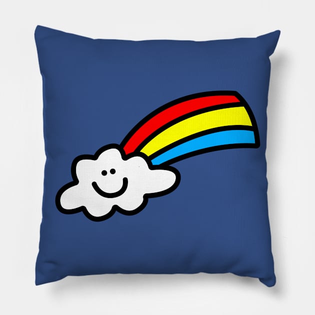 Happy Rainbow Cloud Pillow by machmigo