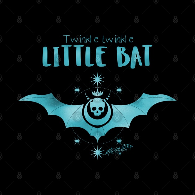 Twinkle Little Bat - Goth Fashion - Alice in Wonderland - bat, star, skull, halloween, emo, blue, aqua by Wanderer Bat