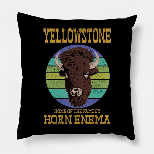 Yellowstone Bison Horn Enema Pillow by Cashmoney69