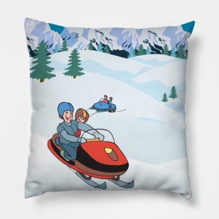 Snowmobile with you family Pillow