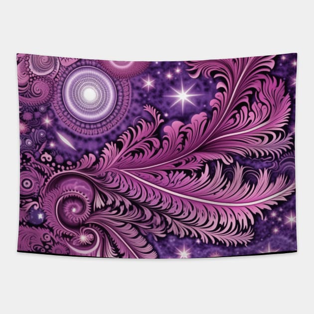 Other Worldly Designs- nebulas, stars, galaxies, planets with feathers Tapestry by BirdsnStuff