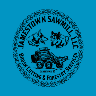 Jamestown Sawmill Logo In Black Font And Graphics T-Shirt