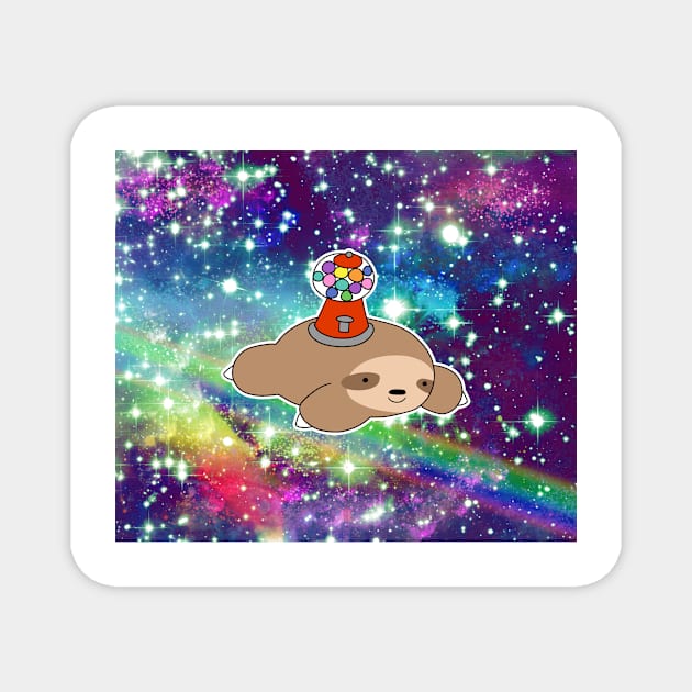 Gumball Machine Sloth Rainbow Space Magnet by saradaboru