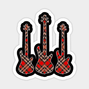 Red Black Plaid Matching Christmas Pattern Bass Player Magnet