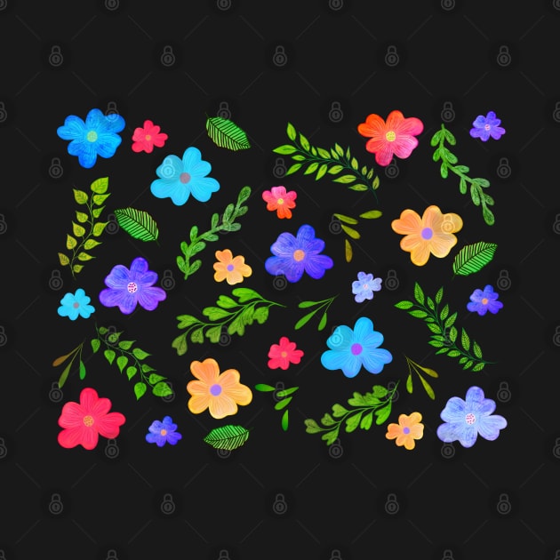 BOTANICAL FLOWERS AND LEAVES PATTERN by FLOWER_OF_HEART