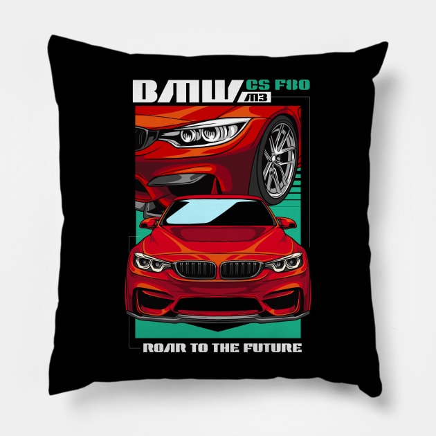 BMW M3 F80 Road To The Future Pillow by Harrisaputra