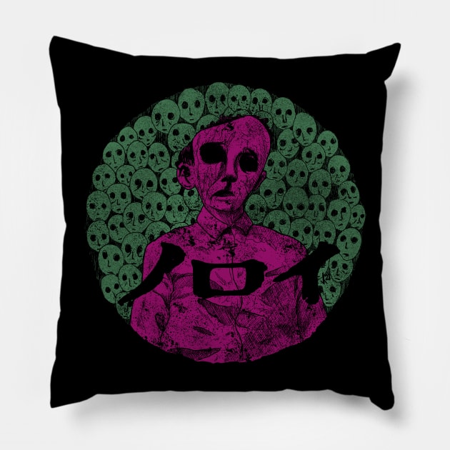 Noroi The Curse (Green and purple) Pillow by Bloody Savage