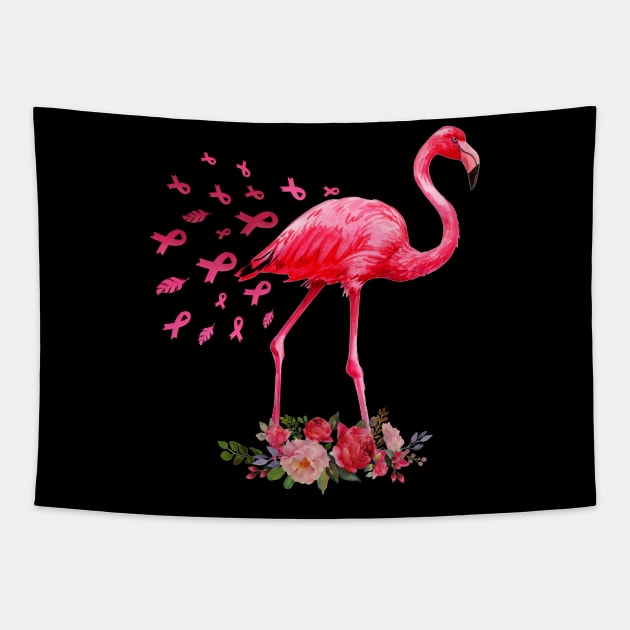 Flamingo Pink Ribbon Breast Cancer Awareness Tapestry by cruztdk5