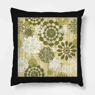 Abstract Floral Circles Yellow Pillow