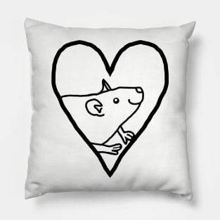 My Valentine Rat Line Drawing Pillow