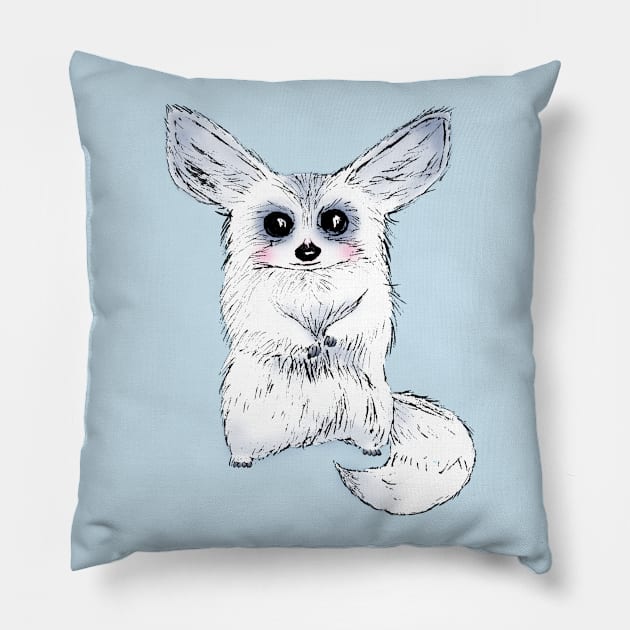 Cute Snow Creature Pillow by LittleInkings