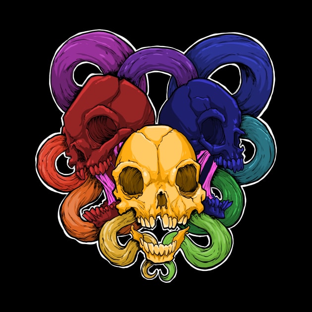 Color Wheel Skulls by Sir Sasquatch Arts