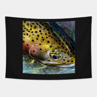 Mountain Streams Rainbow Trout Head Painting Tapestry