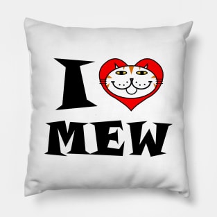 I Heart Cat - White and Orange Striped Cat Pillow