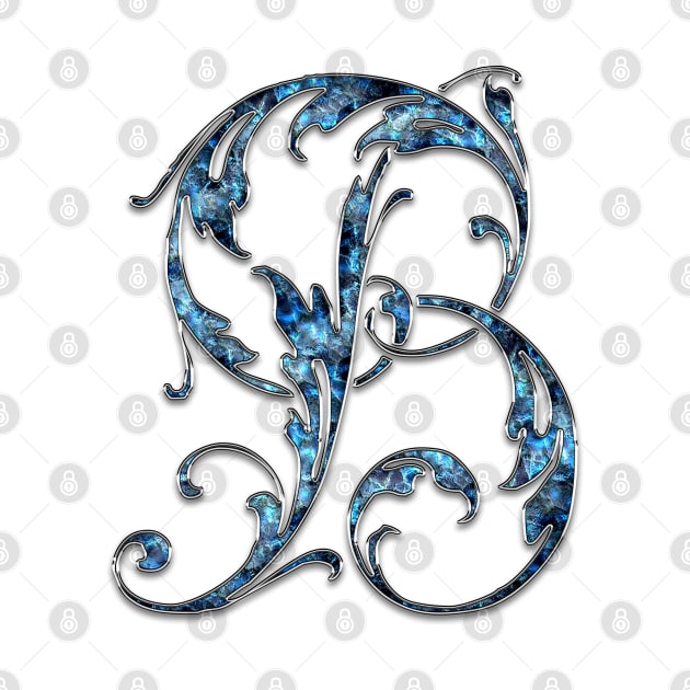 Ornate Blue Silver Letter B by skycloudpics