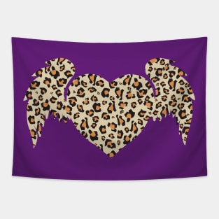 Leopard Print Winged Heart Tapestry