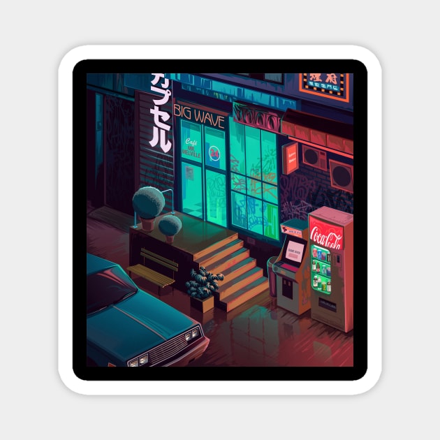 Japan street Magnet by Mr.Melville