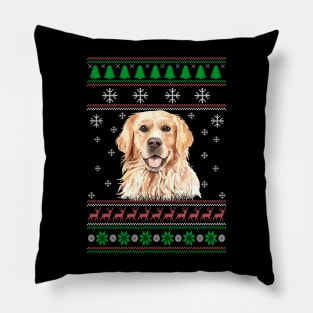 Golden Retriever Ugly Christmas Sweater Funny Dog Lover Owner Gifts Pillow