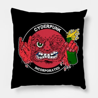 CYDERPUNK LOGO red on black Pillow