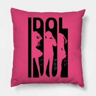 Oshi no Ko Idol Anime Characters Cool Black Typography Design Pillow