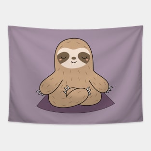 Kawaii Cute Yoga Meditating Sloth Tapestry