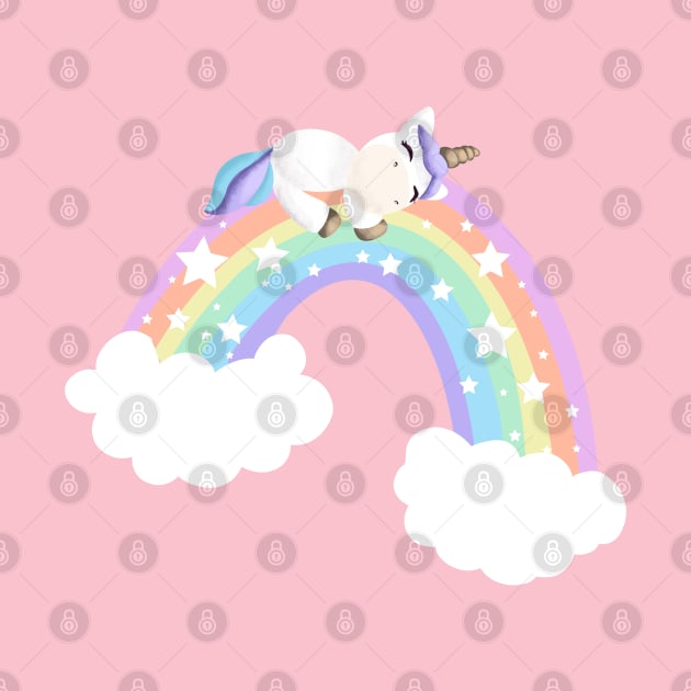 Cute unicorn laid on a rainbow by Mimie20