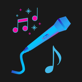 Pink blue hand drawn microphone musical notes T-Shirt