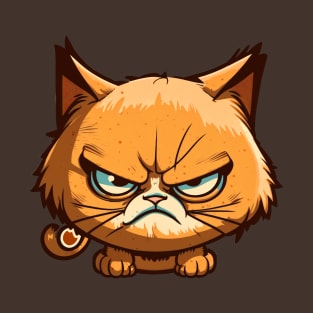 Funny Angry Cat Cartoon Design T-Shirt