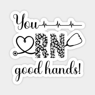 You RN Good Hands! [black with leopard print] Magnet