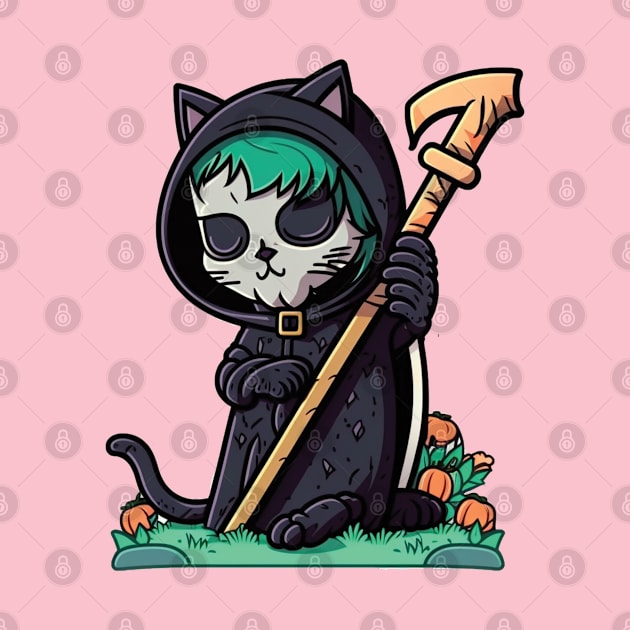 The Whiskered Reaper: A Feline of Death by Cute Pets Stickers