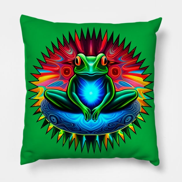 Froggy Animal Spirit (24) - Trippy Psychedelic Frog Pillow by TheThirdEye