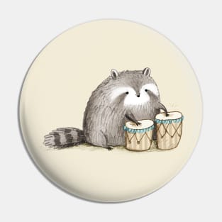 Raccoon on Bongos Pin