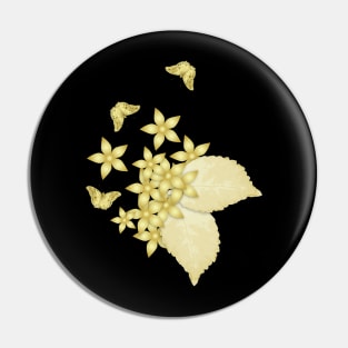 Elegant gold butterflies and gold flowers Pin