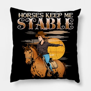 Horses Keep Me Stable I Equestrian Pony Horse Fan Pillow