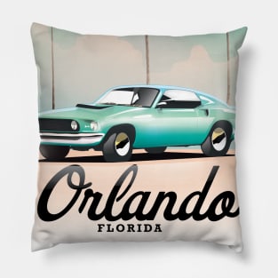 Orlando Dusk Florida travel poster Pillow