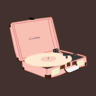 Pink Vintage Record Player by Courtney Graben T-Shirt