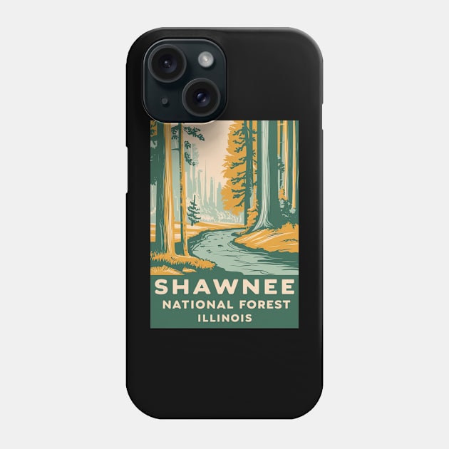 Shawnee National Forest Retro Travel Poster Phone Case by Perspektiva