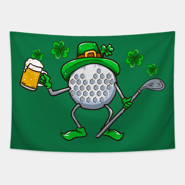 St Patricks Day Golf Golfing Beer Funny Humor Tapestry by E