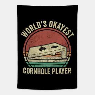 Worlds Okayest Cornhole Player Tapestry