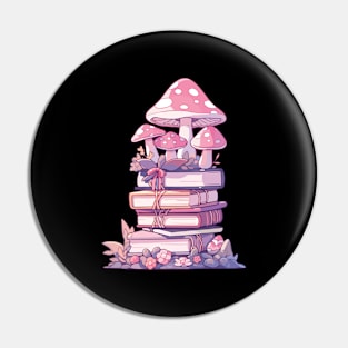 Books with Mushrooms Pin