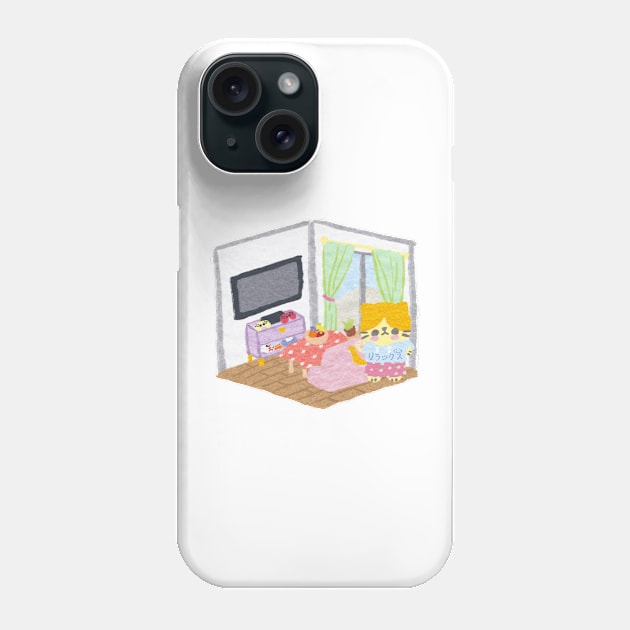 Riraku-chan the Relaxing kitten's Gamer home Phone Case by katsukin