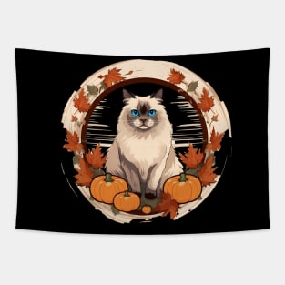 Birman Cat Halloween, Cat Lover Tapestry