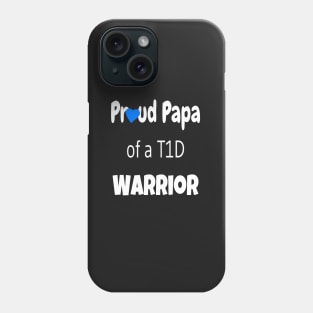 Proud Papa - White Text - Blue Heart Phone Case