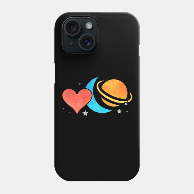 Love, Moon, Saturn Phone Case by Kelly Louise Art