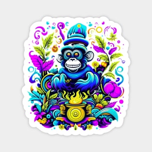 psychedelic chimp and fire Magnet