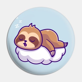 Cute Sloth Sleeping On Cloud Cartoon Pin